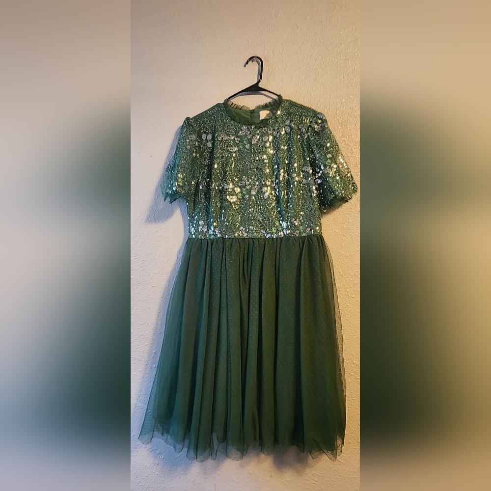 Green sequin dress